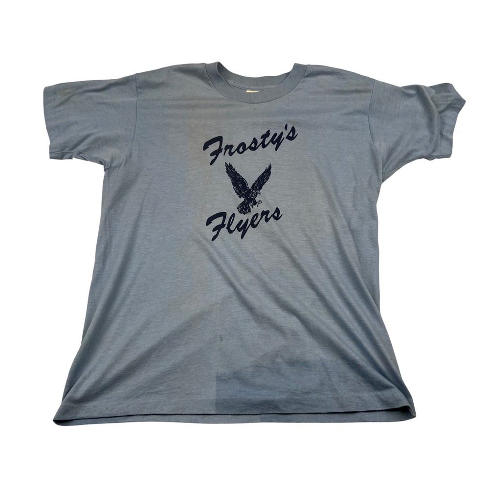 VTG Screen Stars Frostys Flyers Eagle Graphic T-Shirt Blue‎ XL Single Stitch USA